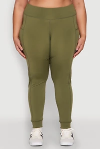 Womens Plus High Waisted Cell Phone Pocket Leggings, Green,