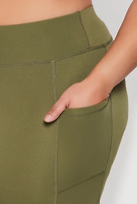 Womens Plus Size High Waisted Cell Phone Pocket Leggings, Green, Size 1X