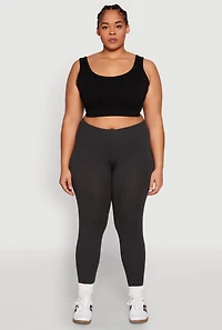 Womens Plus High Waisted Leggings, Grey,