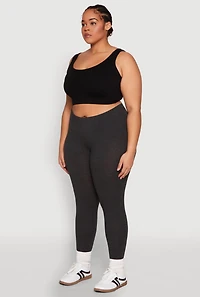 Womens Plus High Waisted Leggings, Grey,