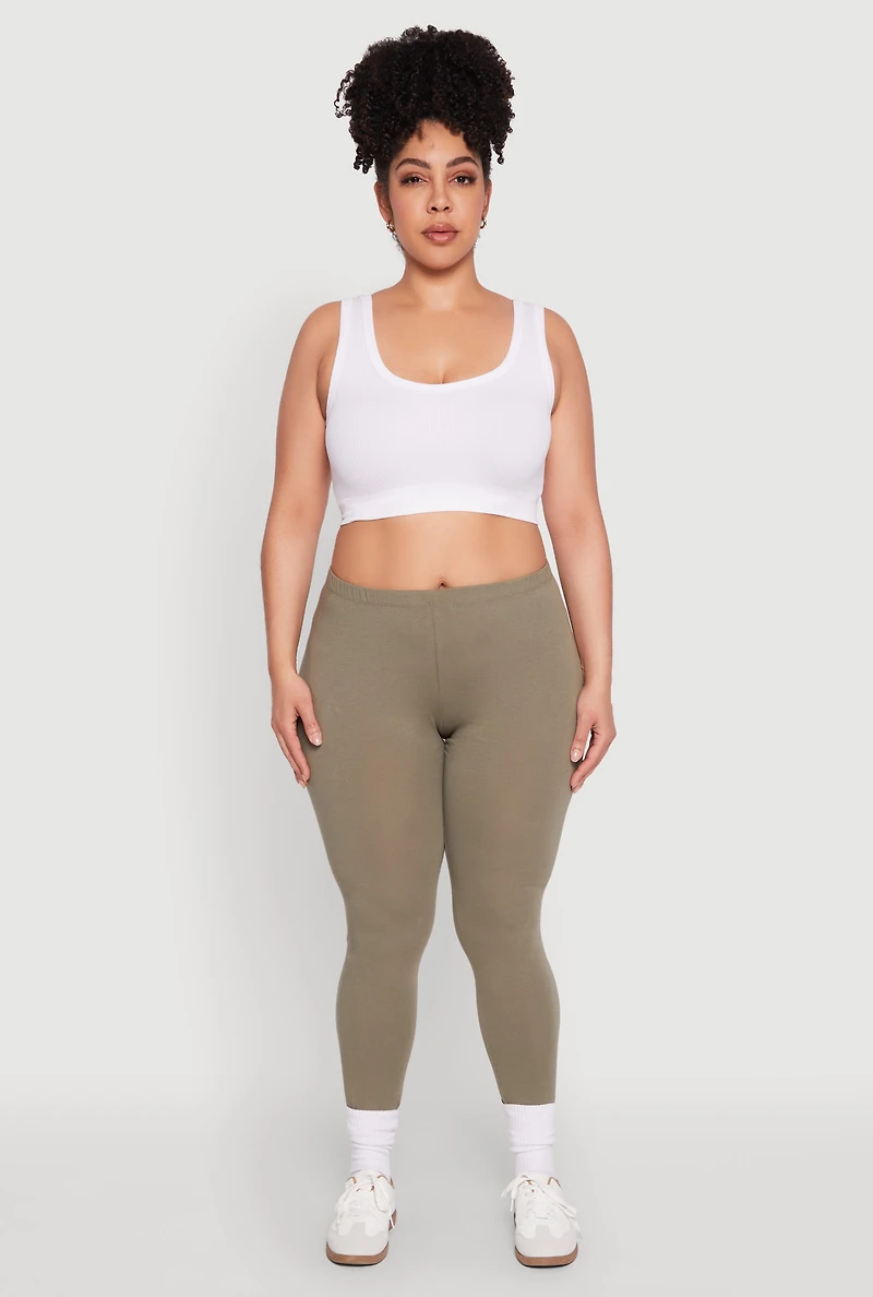 Womens Plus Size High Waisted Leggings, Green, Size 1X