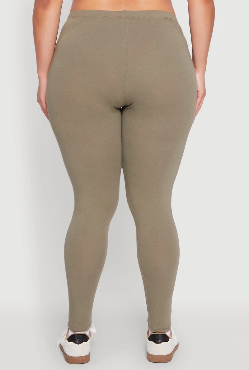 Womens Plus Size High Waisted Leggings, Green, Size 1X