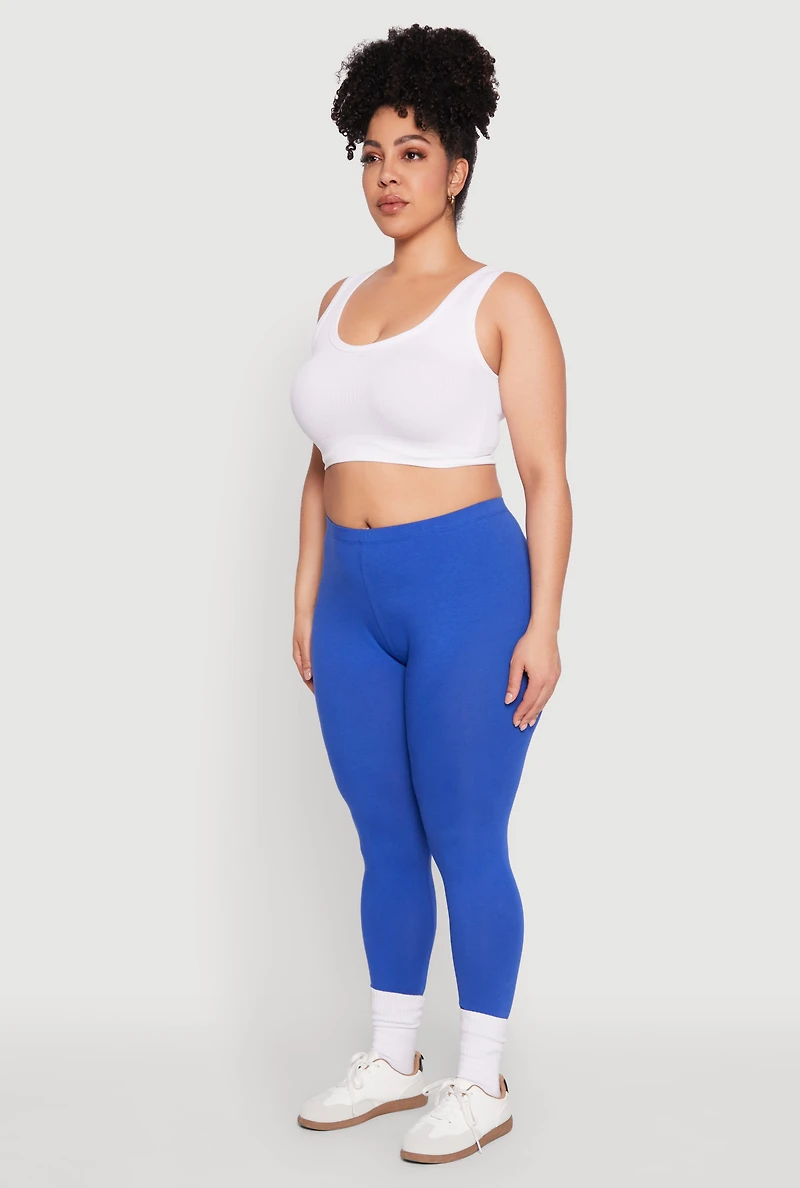 Womens Plus Size High Waisted Leggings, Blue, Size 1X