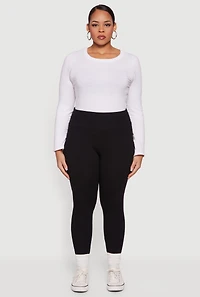 Womens Plus High Waisted Leggings with Cell Phone Pockets,