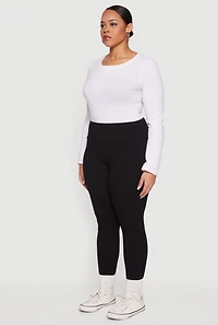 Womens Plus High Waisted Leggings with Cell Phone Pockets,