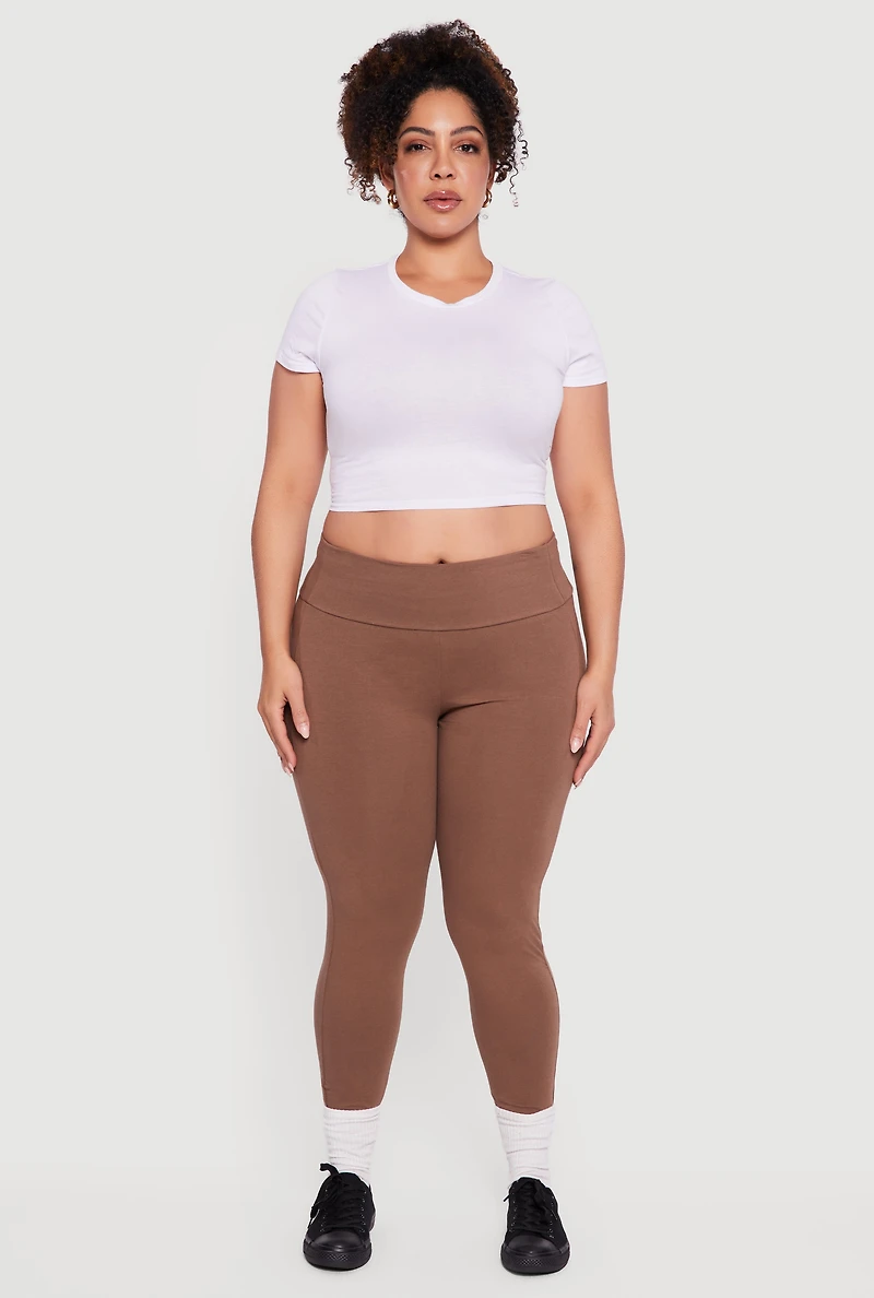 Plus High Waisted Leggings with Cell Phone Pockets