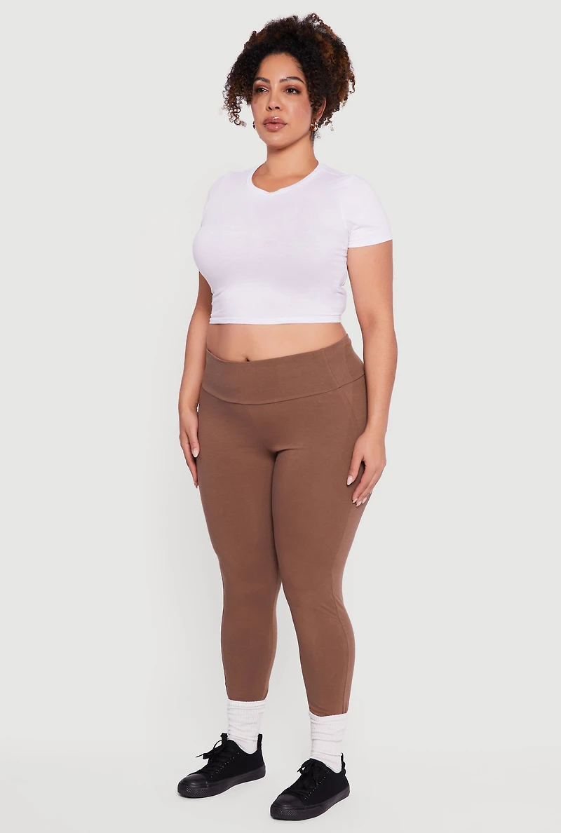 Plus High Waisted Leggings with Cell Phone Pockets