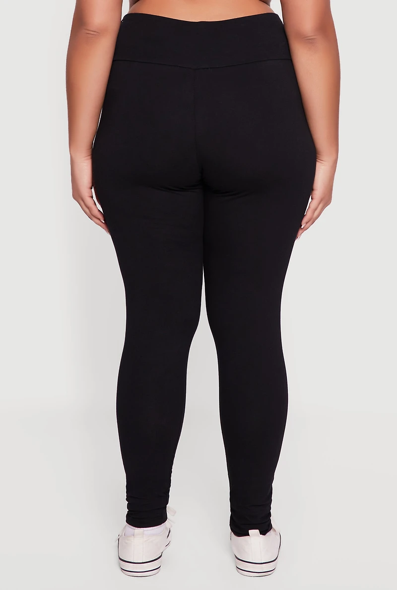 Plus Casual High Waisted Leggings