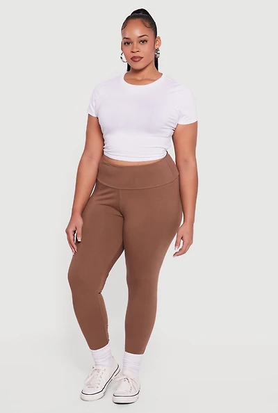 Plus Casual High Waisted Leggings