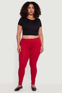 Womens Plus Size Solid Leggings, Red, Size 3X