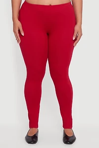 Womens Plus Size Solid Leggings, Red, Size 3X