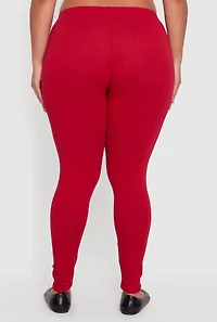 Womens Plus Size Solid Leggings, Red, Size 3X