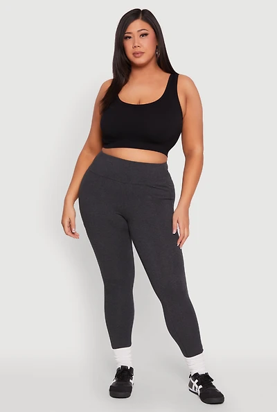 Womens Plus Side Pocket High Waisted Leggings,