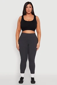 Womens Plus Side Pocket High Waisted Leggings, Grey,