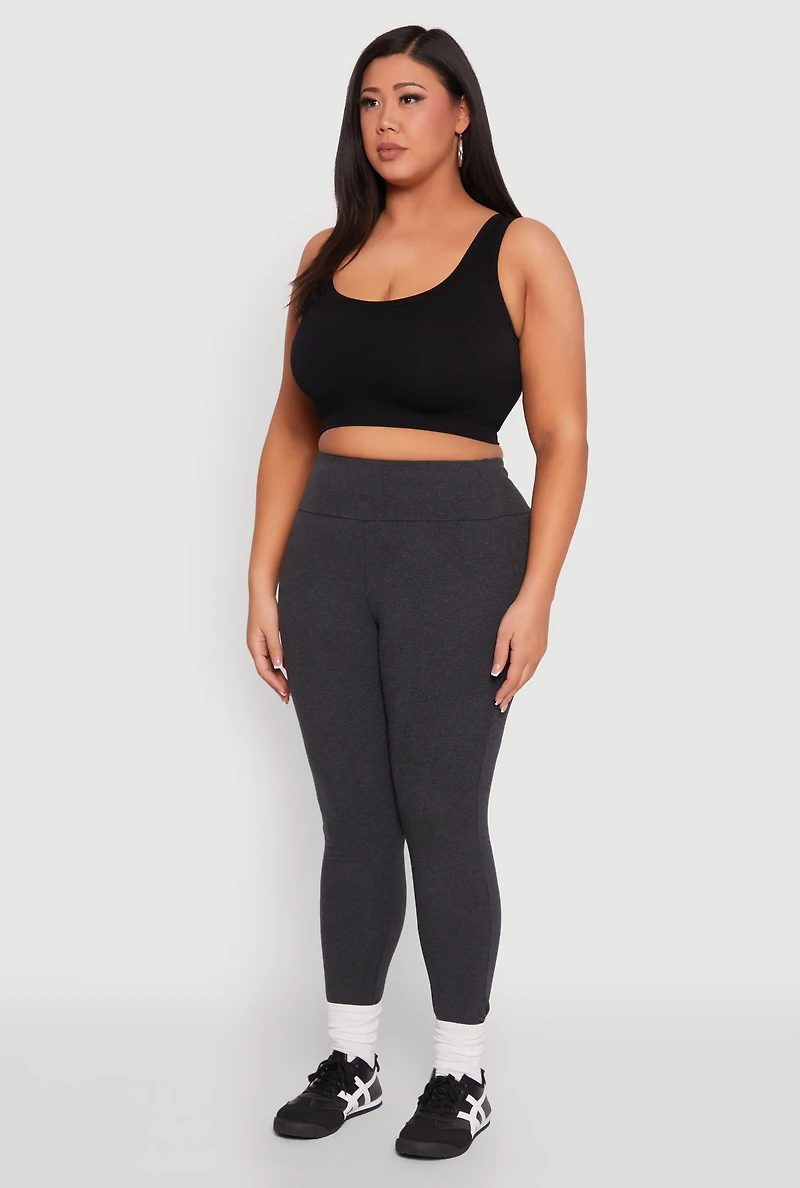 Womens Plus Side Pocket High Waisted Leggings, Grey,