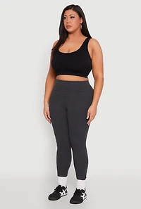 Womens Plus Side Pocket High Waisted Leggings, Grey,
