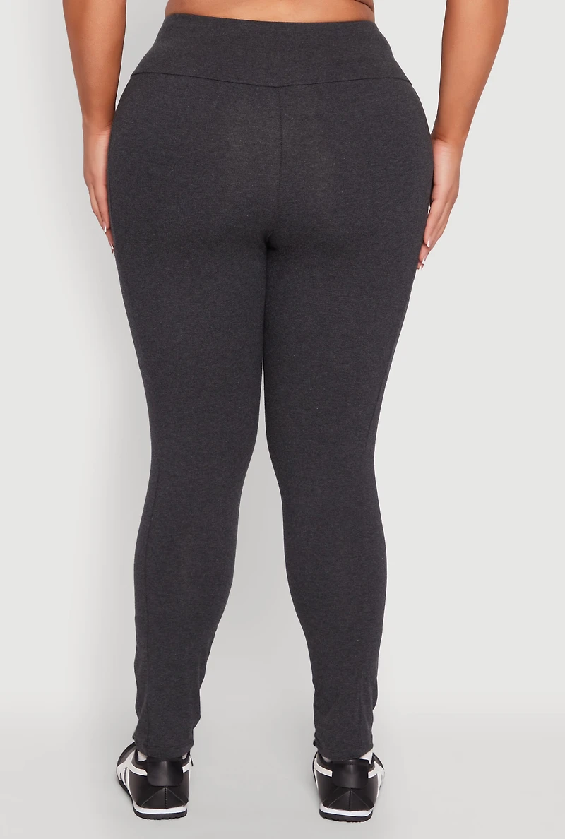 Womens Plus Side Pocket High Waisted Leggings, Grey,