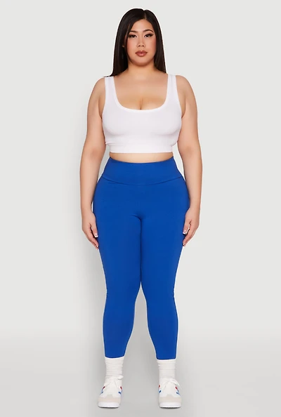 Womens Plus Side Pocket High Waisted Leggings,