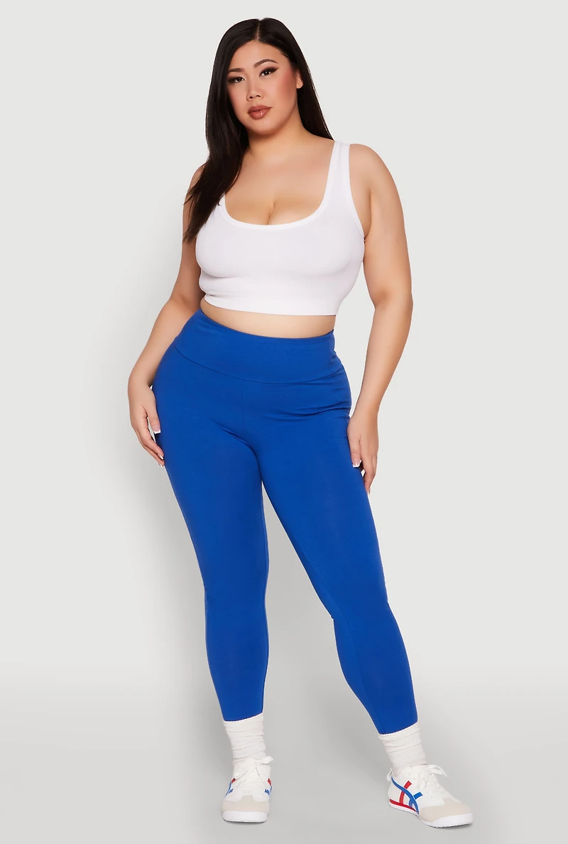 Womens Plus Side Pocket High Waisted Leggings,