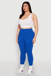 Womens Plus Side Pocket High Waisted Leggings,