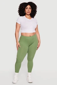 Plus High Waisted Solid Leggings