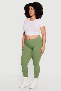 Plus High Waisted Solid Leggings