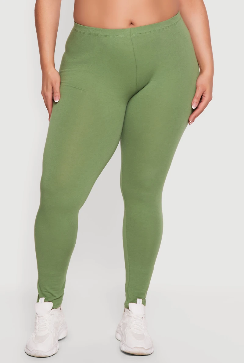 Plus High Waisted Solid Leggings