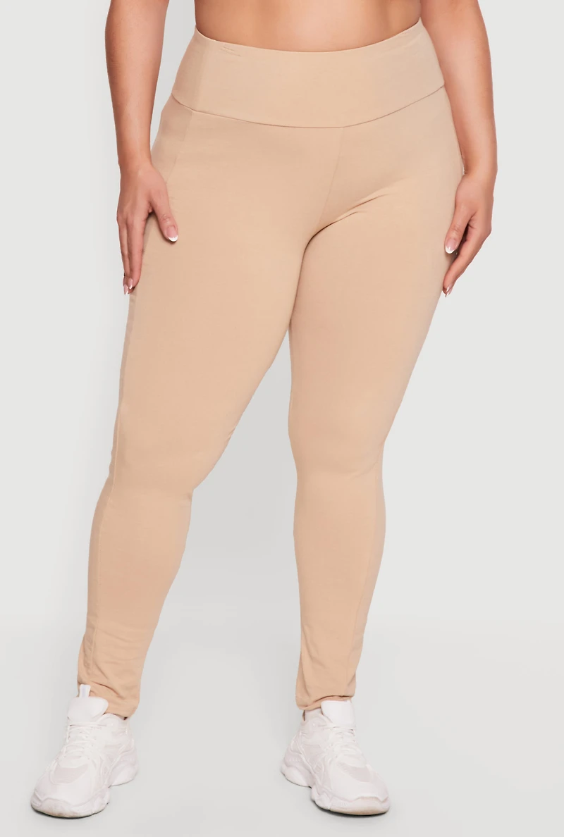 Plus High Waisted Side Pocket Leggings