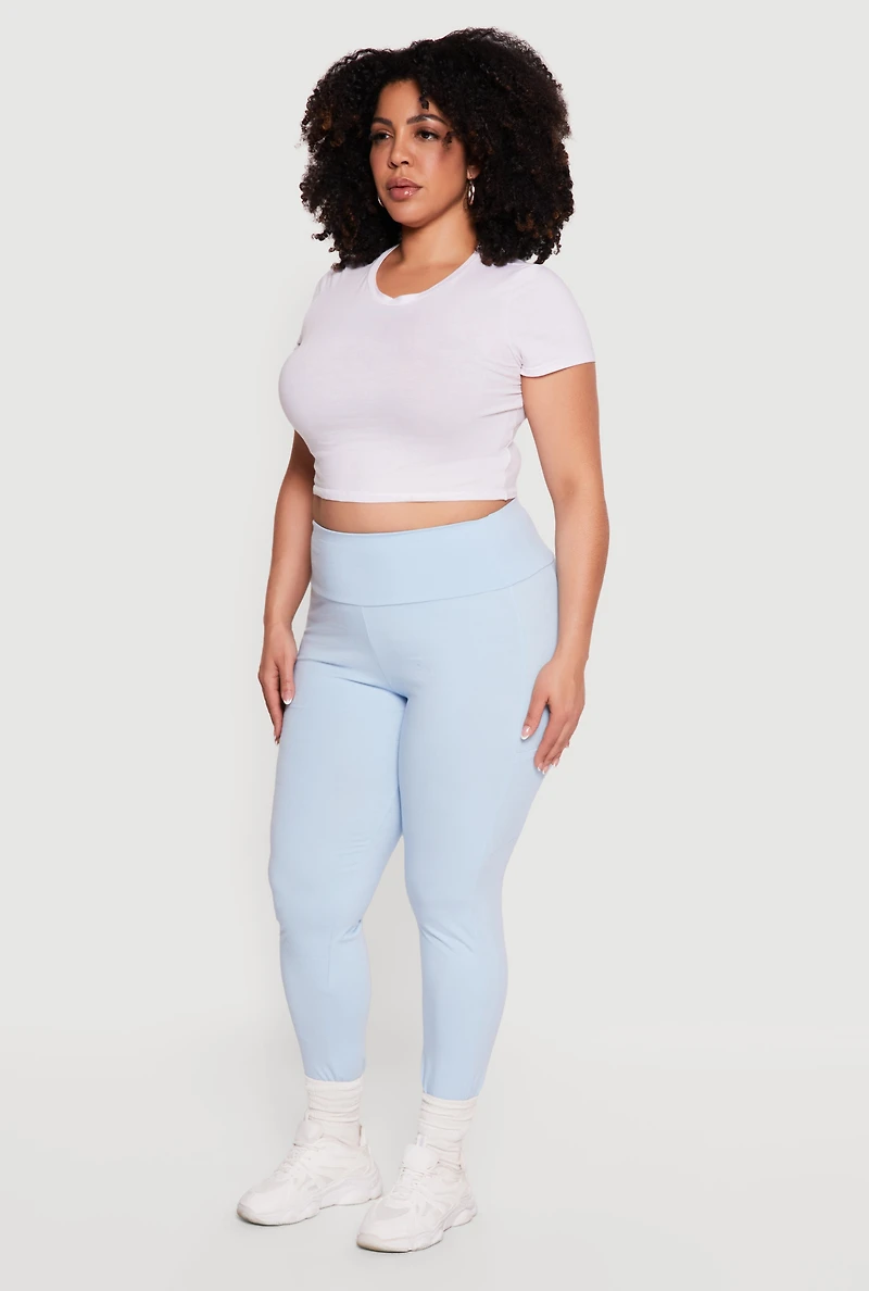 Plus High Waisted Side Pocket Leggings