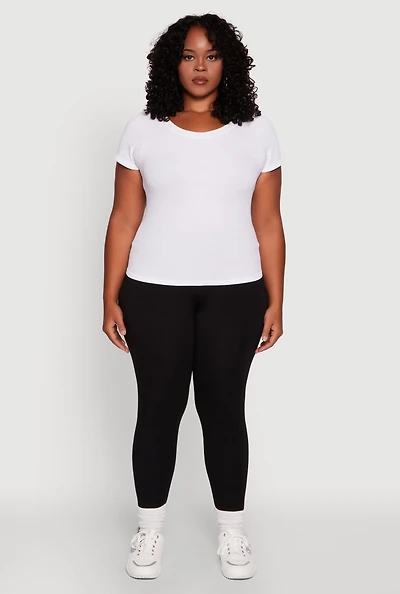 Womens Plus Stylish High Waisted Leggings,