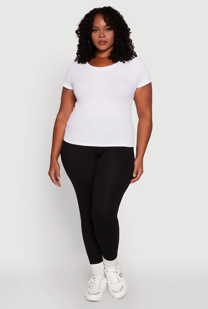 Womens Plus Stylish High Waisted Leggings,
