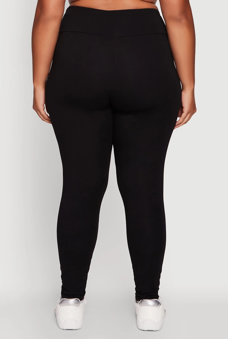 Womens Plus Size Stylish High Waisted Leggings, Black, Size 3X