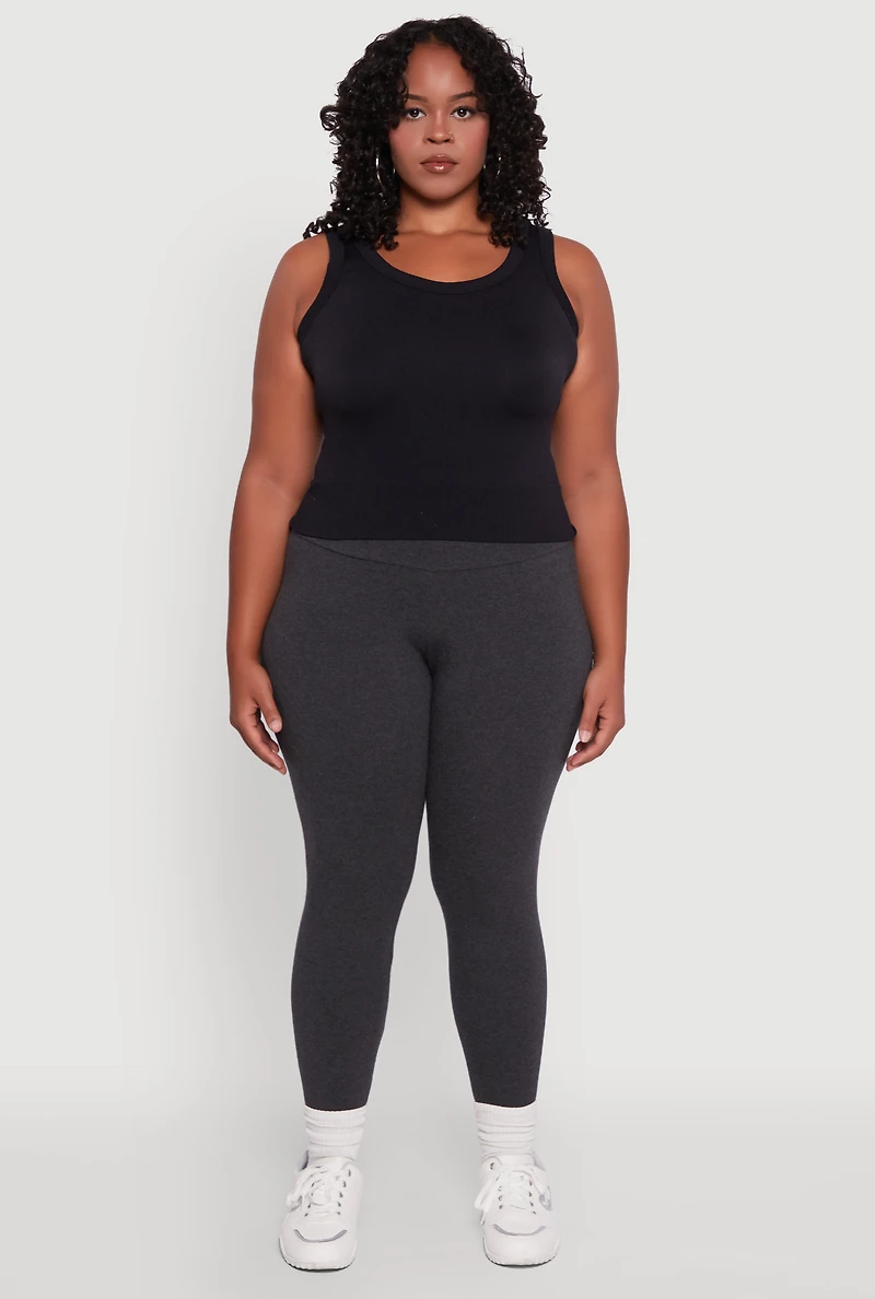 Womens Plus Size Stylish High Waisted Leggings, Grey, Size 2X