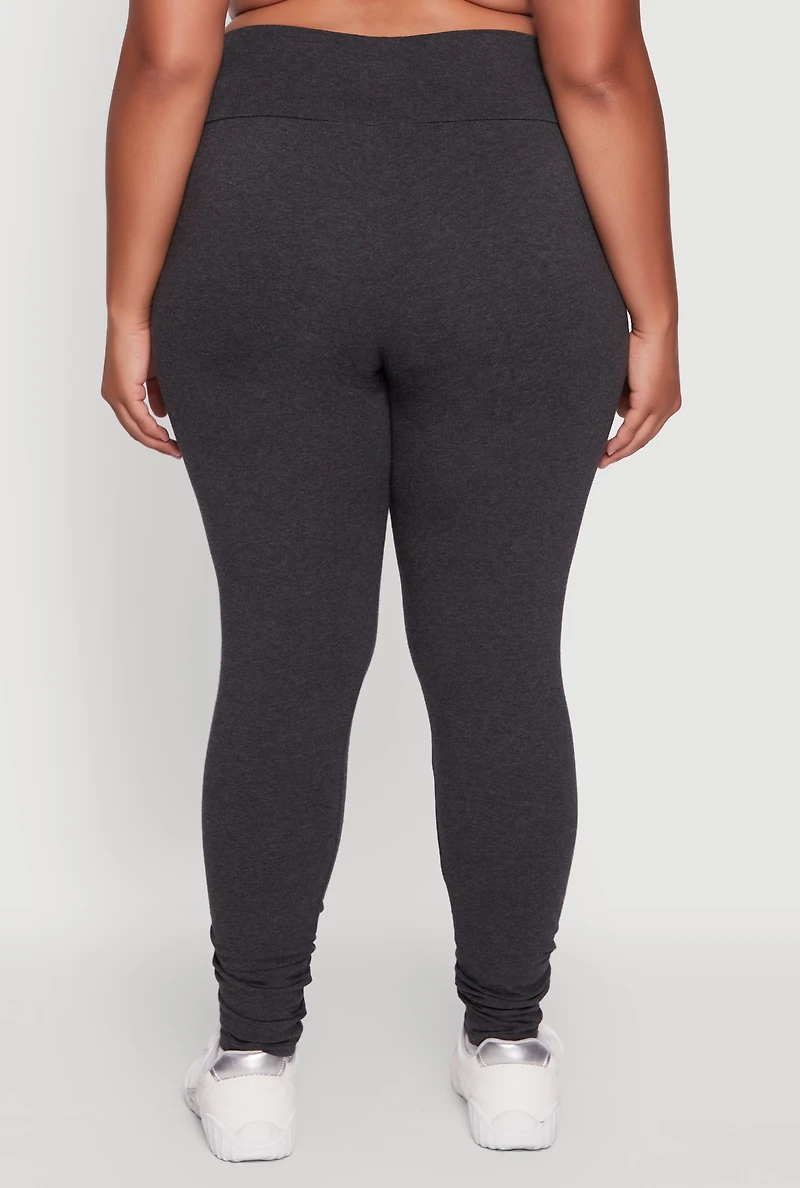Womens Plus Size Stylish High Waisted Leggings, Grey, Size 2X