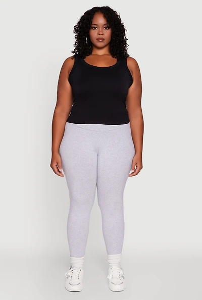 Womens Plus Size Stylish High Waisted Leggings, Grey, Size 2X