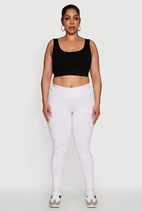 Womens Plus Size Stylish High Waisted Leggings, White, Size 1X