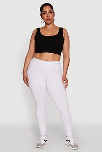 Womens Plus Size Stylish High Waisted Leggings, White, Size 2X