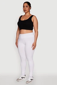 Womens Plus Size Stylish High Waisted Leggings, White, Size 1X