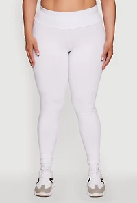 Womens Plus Size Stylish High Waisted Leggings, White, Size 1X