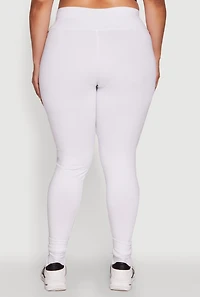 Womens Plus Size Stylish High Waisted Leggings, White, Size 1X