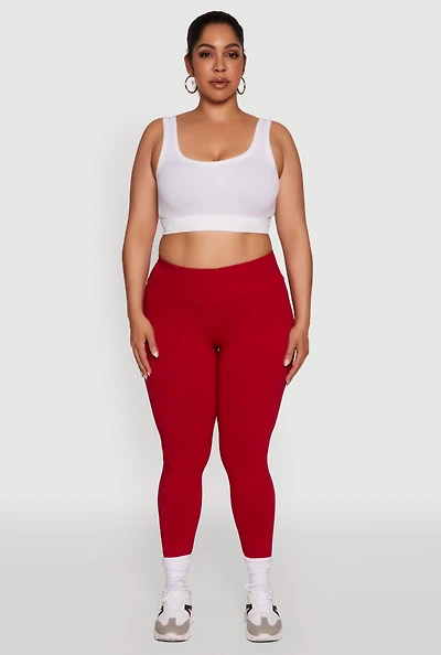 Womens Plus Size Stylish High Waisted Leggings, Red, Size 3X