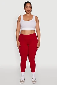 Womens Plus Size Stylish High Waisted Leggings, Red, Size 3X