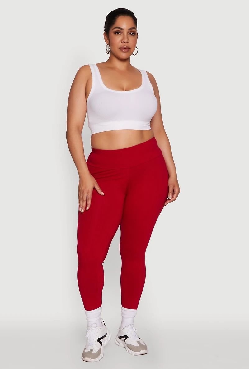 Womens Plus Size Stylish High Waisted Leggings, Red, Size 3X