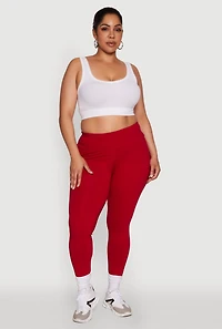 Womens Plus Size Stylish High Waisted Leggings, Red, Size 3X