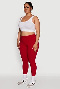 Womens Plus Size Stylish High Waisted Leggings, Red, Size 3X