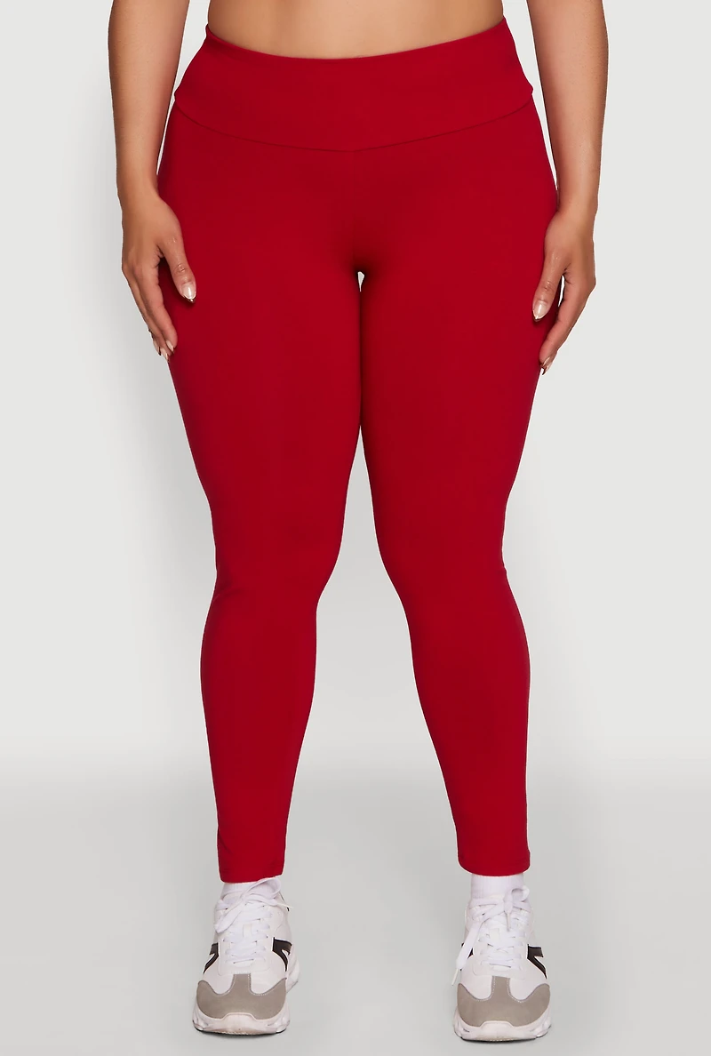 Womens Plus Size Stylish High Waisted Leggings, Red, Size 3X