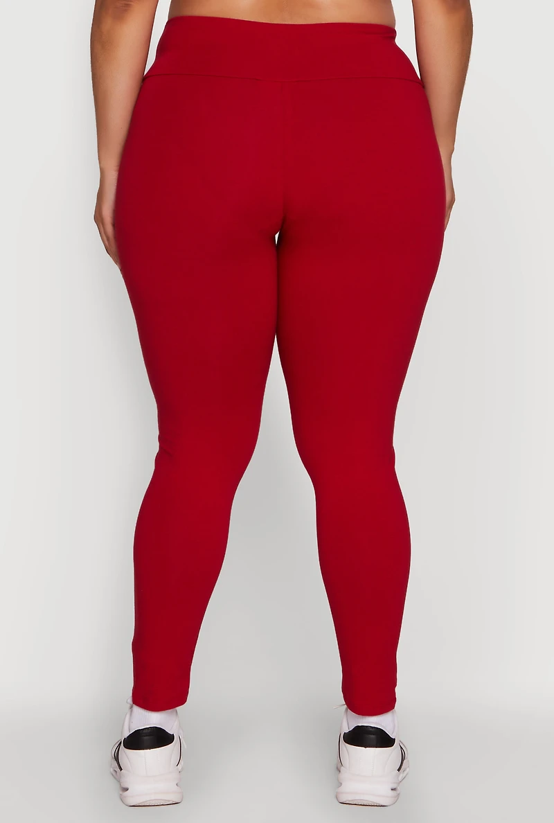 Womens Plus Size Stylish High Waisted Leggings, Red, Size 3X