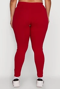 Womens Plus Size Stylish High Waisted Leggings, Red, Size 3X