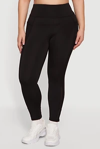 Plus Mesh Detail Cell Phone Pocket Leggings
