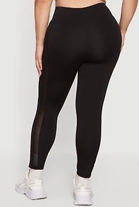 Plus Mesh Detail Cell Phone Pocket Leggings